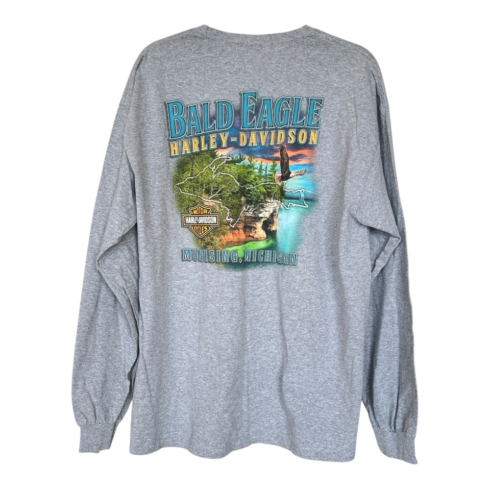 Harley-Davidson Munising Michigan Bald Eagle Long Sleeve Tee - Grey XL